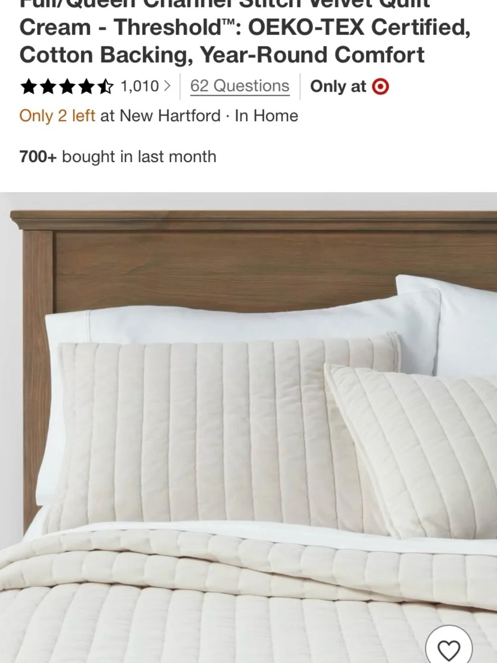 Stitch Velvet Quilt Cream - Threshold™